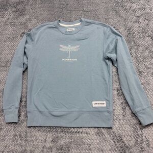 Life is Good Dragonfly Graphic Sweatshirt - Blue - Women's Small